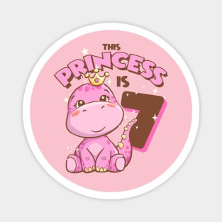 This Princess is 7 Girls 7th Birthday Pink Dinosaur Party Magnet